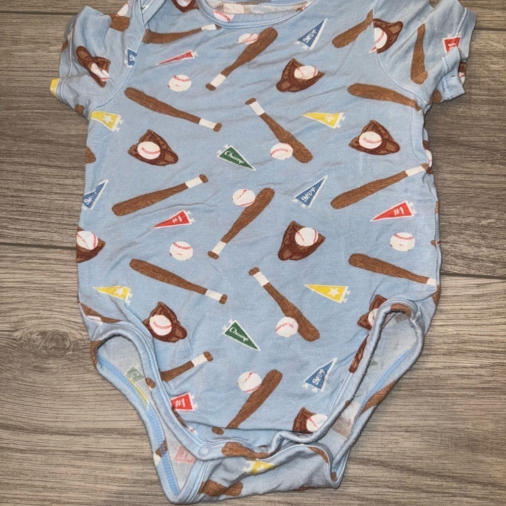 ANGELDEAR | Baseball-Themed Blue Kids One Piece